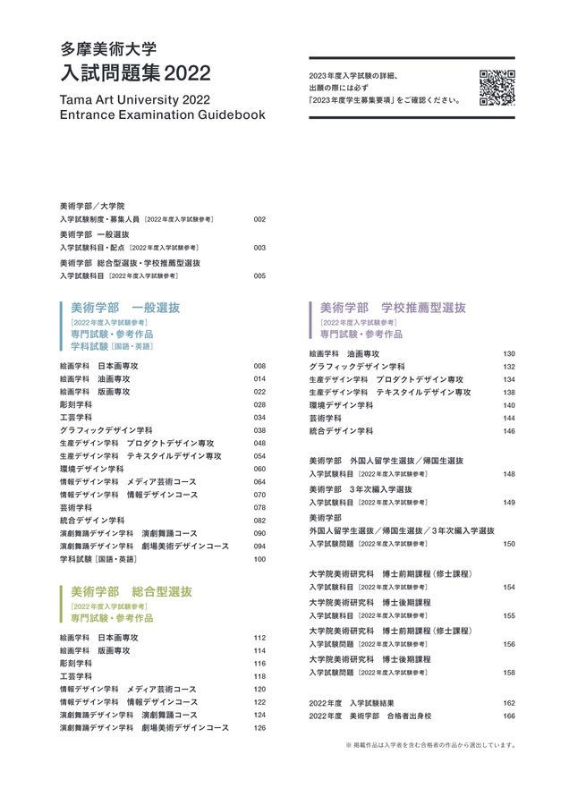 入試問題集2022｜多摩美術大学