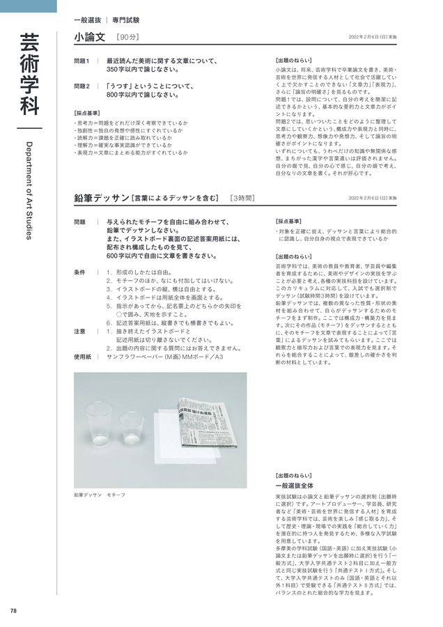 入試問題集2022｜多摩美術大学