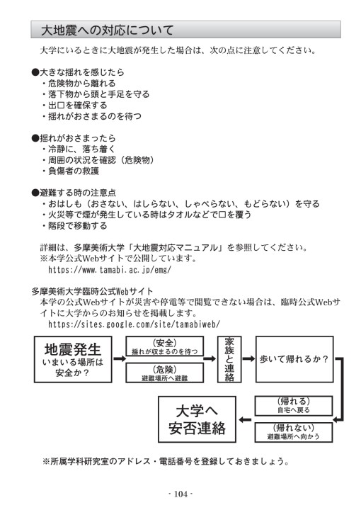 多摩美術大学 学生ハンドブック2021